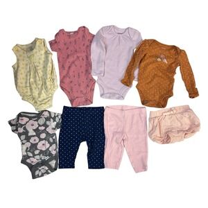 Girls Newborn 0-3 Months Bundle 8 pc Carter's Spring Summer Clothes Shirts‎